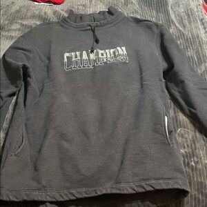 Vintage Champion Men's Dark Gray Crewneck Sweater